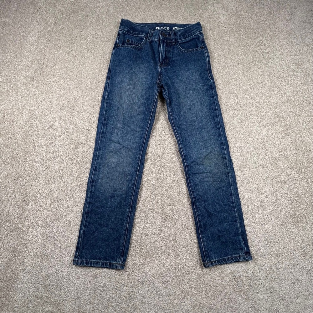 The Children's Place Boys Straight Slim Jeans Dark Wash Adjustable Waist Size 8